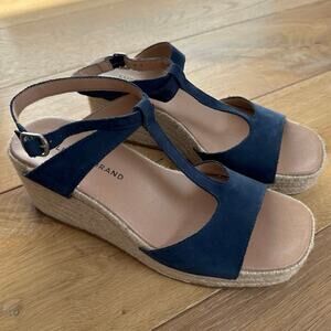 NWOT Lucky Brand Valki Blue Suede Wedge Sandals